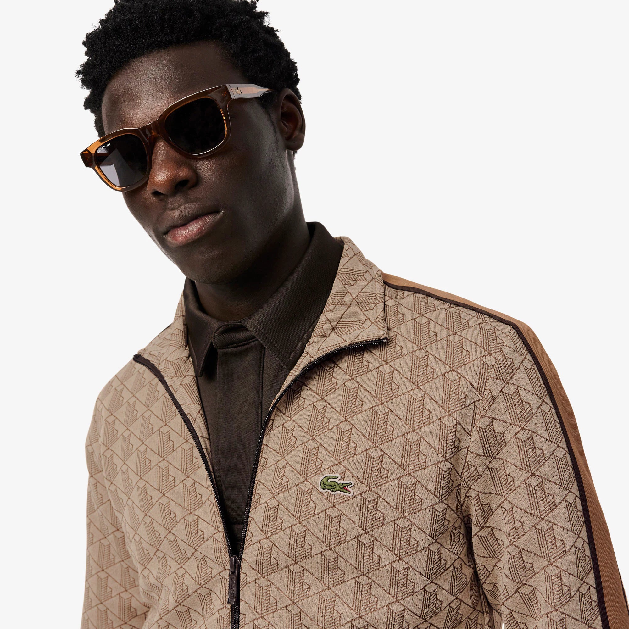 Lacoste chaqueta de chándal con cremallera de jacquard Paris