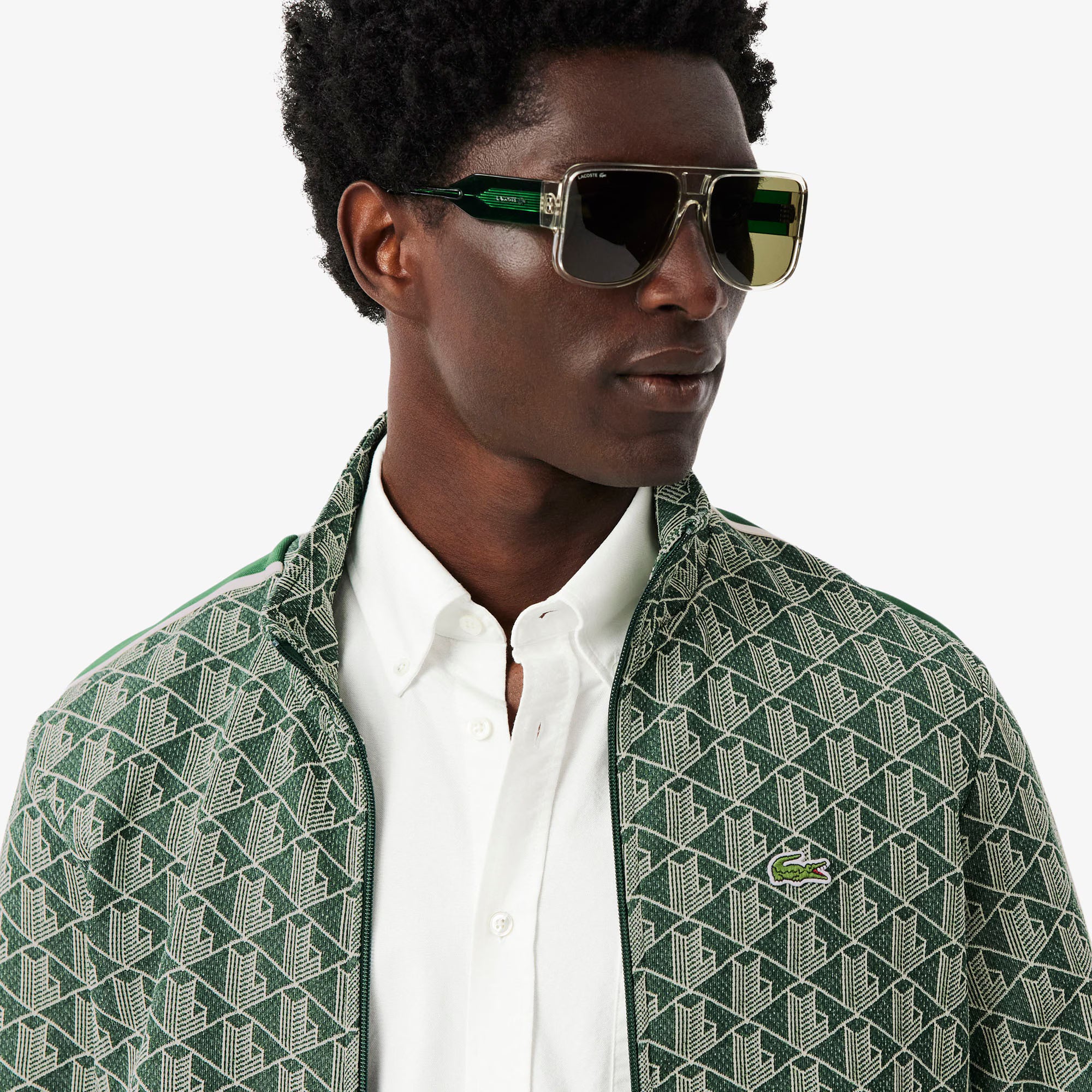 Lacoste chaqueta de chándal con cremallera de jacquard Paris