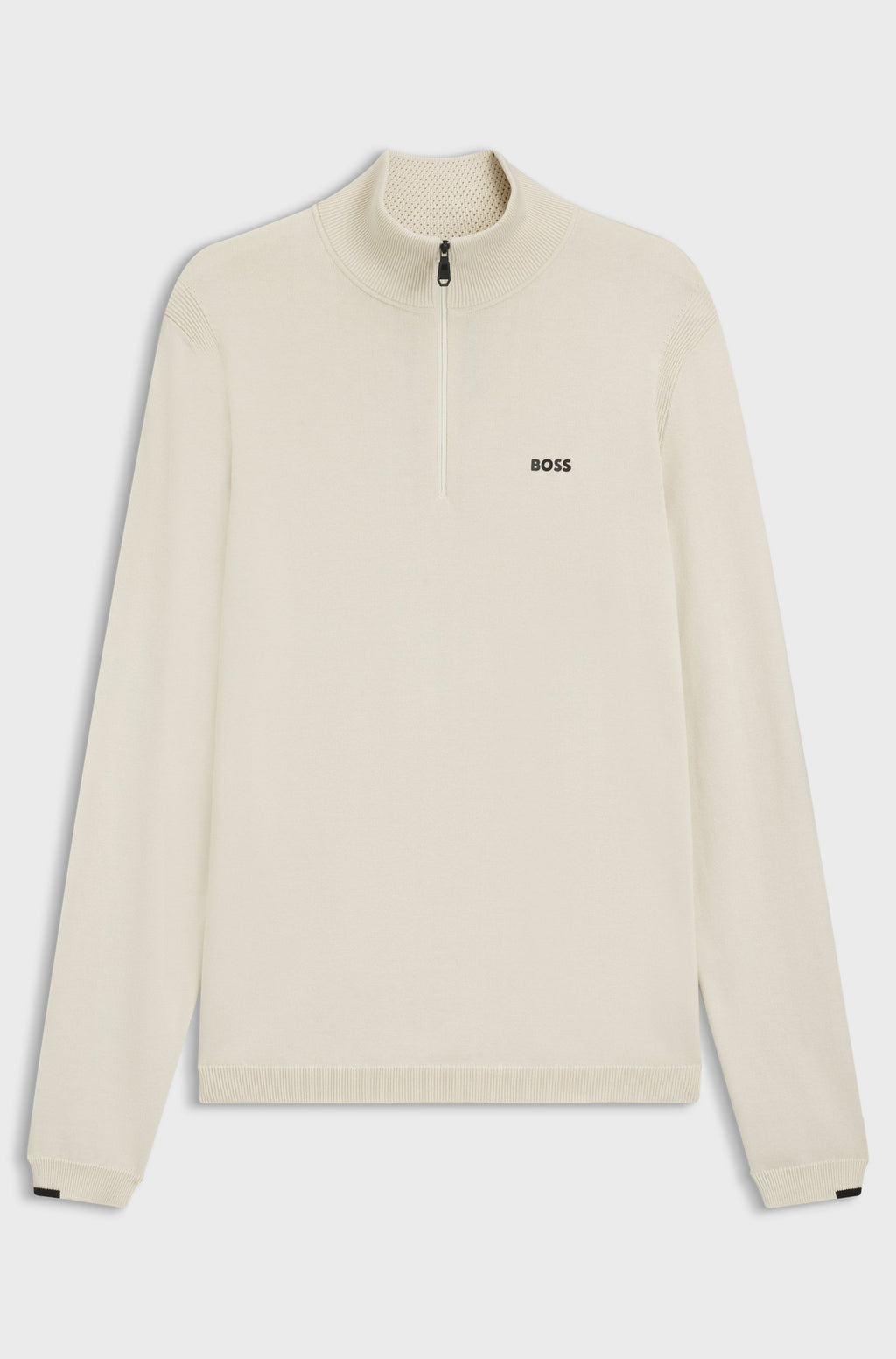 Hugo Boss Jersey de algodón con cuello con cremallera y logo estampado