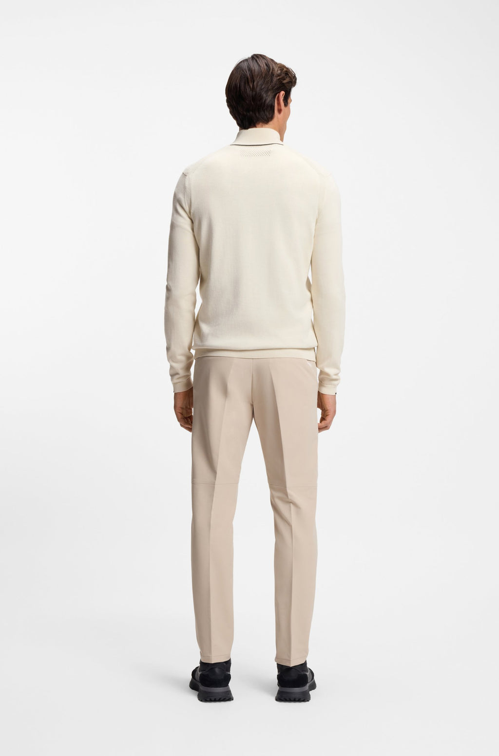 Hugo Boss Jersey de algodón con cuello con cremallera y logo estampado