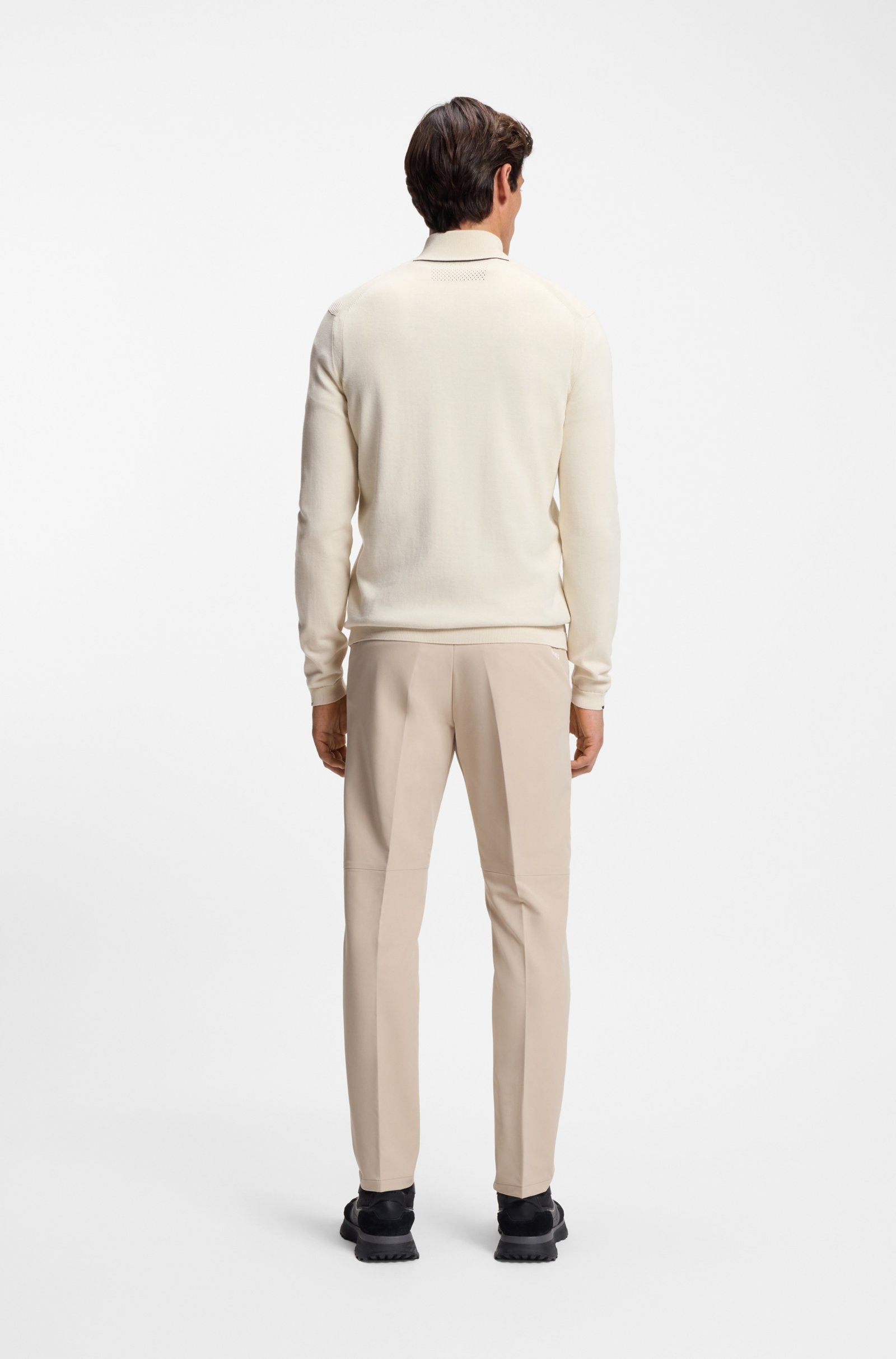 Hugo Boss Jersey de algodón con cuello con cremallera y logo estampado