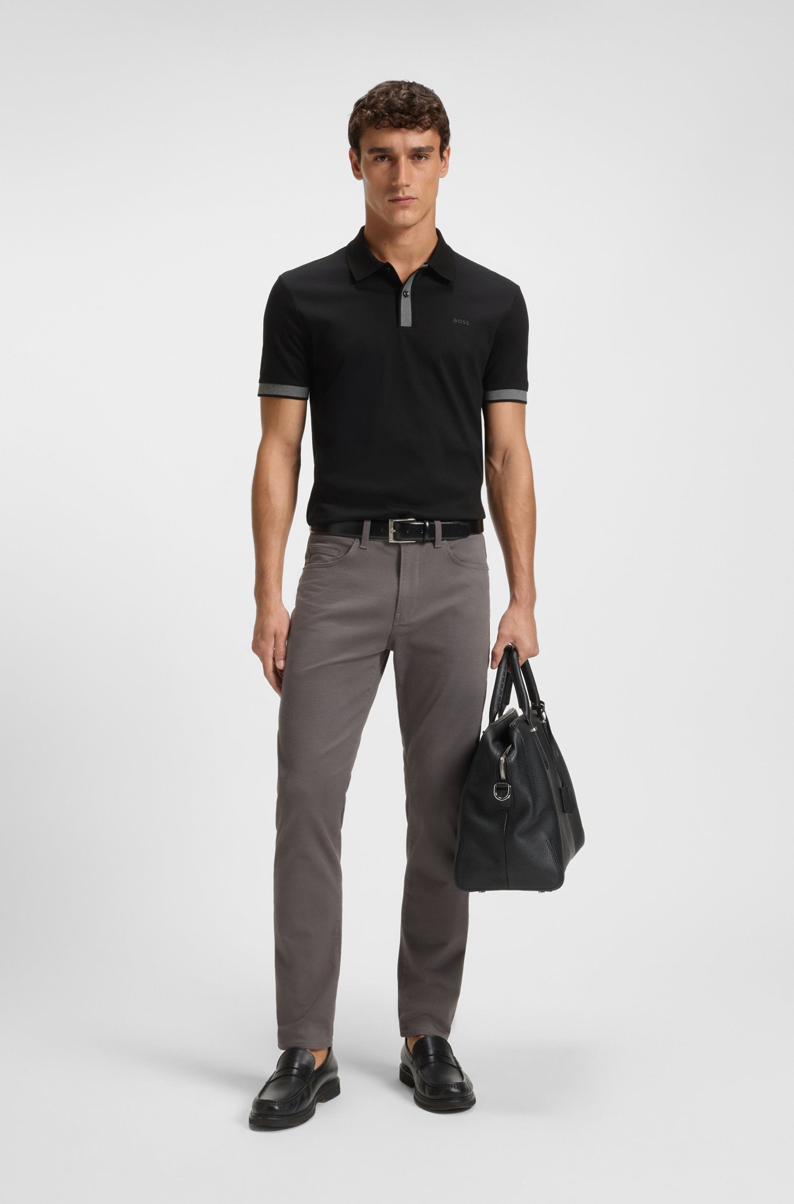 Hugo Boss Polo slim fit de algodón mercerizado con detalles estructurados