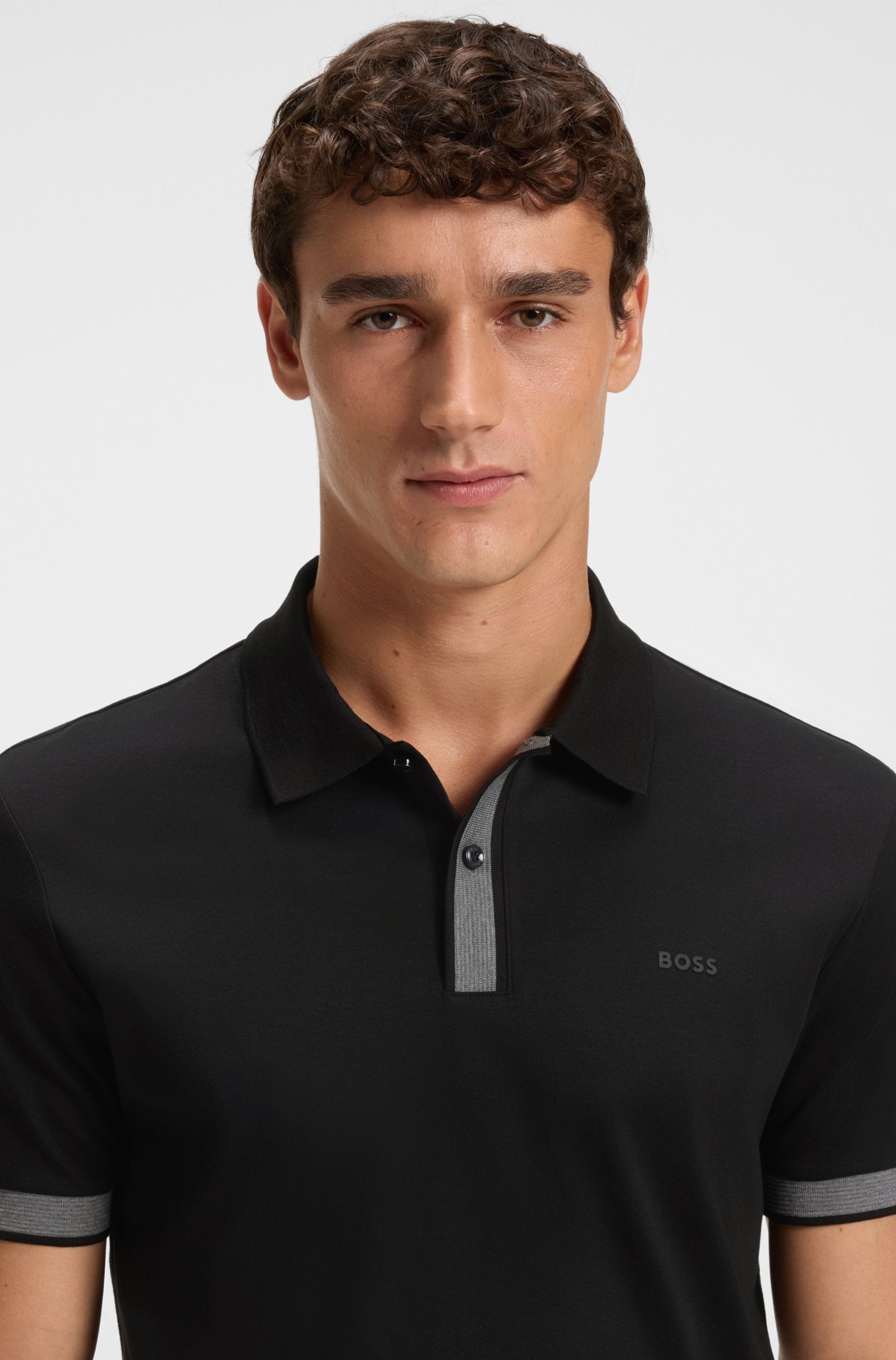 Hugo Boss Polo slim fit de algodón mercerizado con detalles estructurados