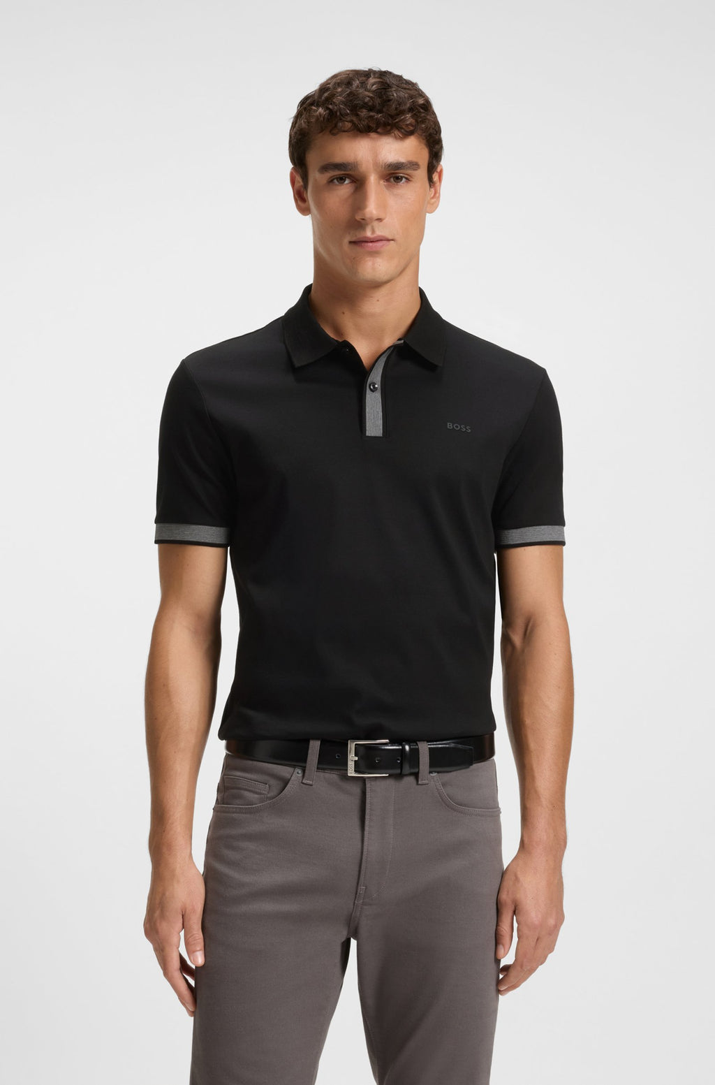 Hugo Boss slim fit polo shirt in mercerized cotton with structured details 